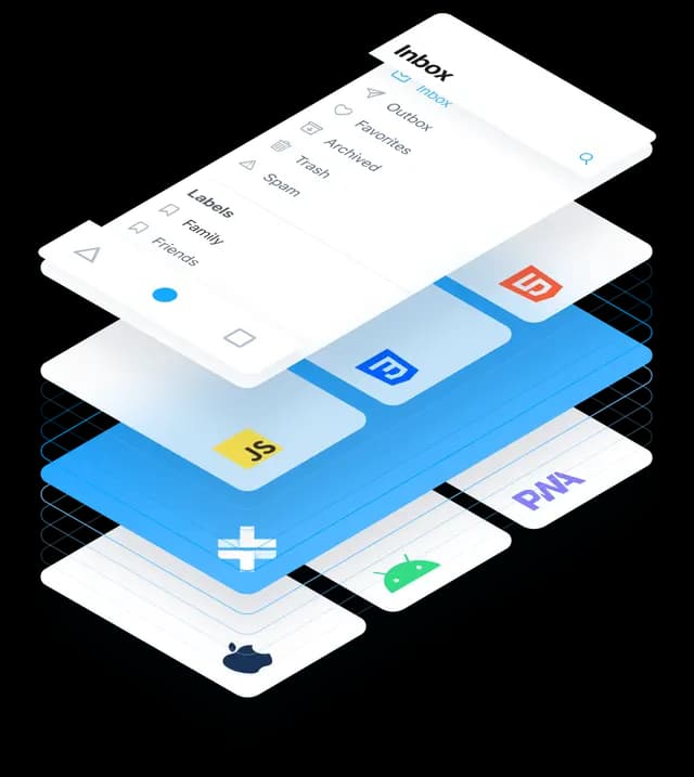 Architecture diagram: Bookzia backend powering Capacitor, React Native, and Swift/Kotlin apps